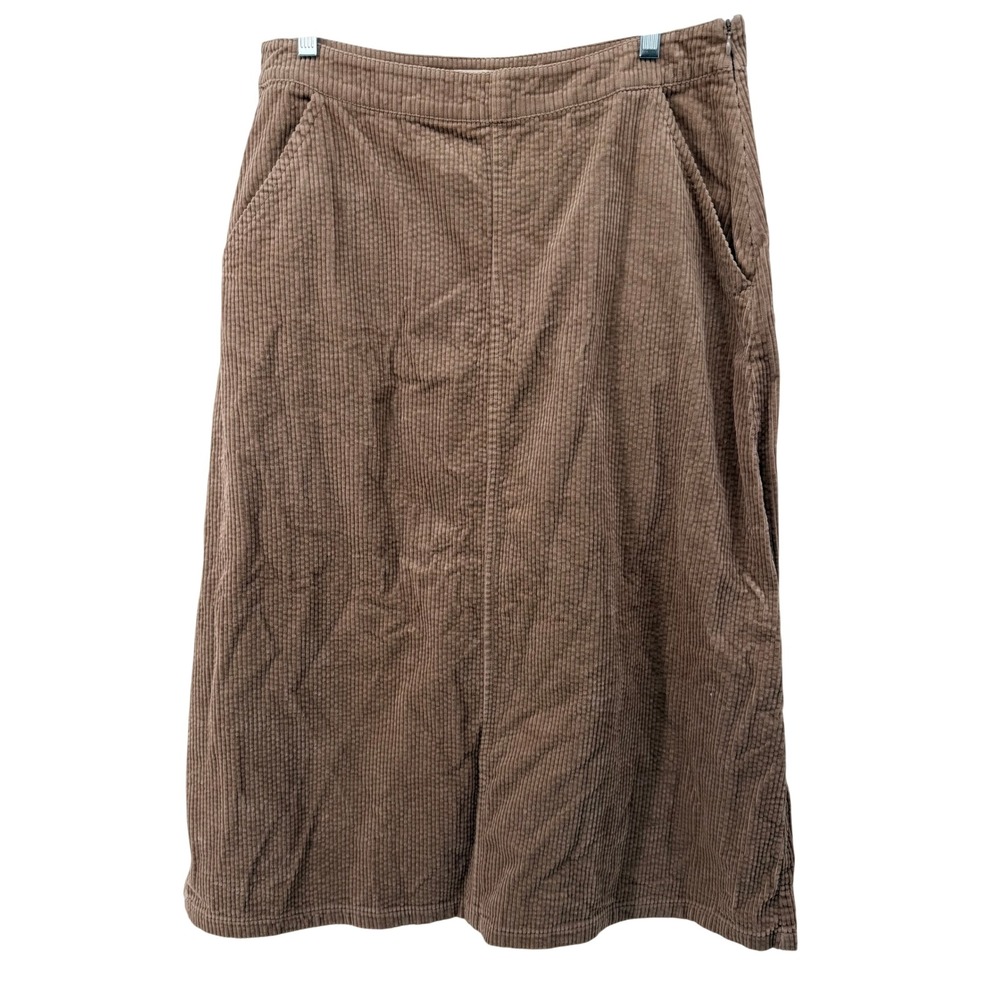 Seasalt Cornwall Window Wren Corduroy Midi Skirt Tan Brown Organic Cotton US 10